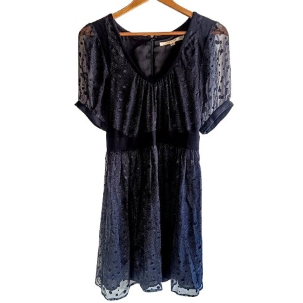 Walter Black Swiss Dot Silk Short Sleeve Dress - Picture 2 of 7